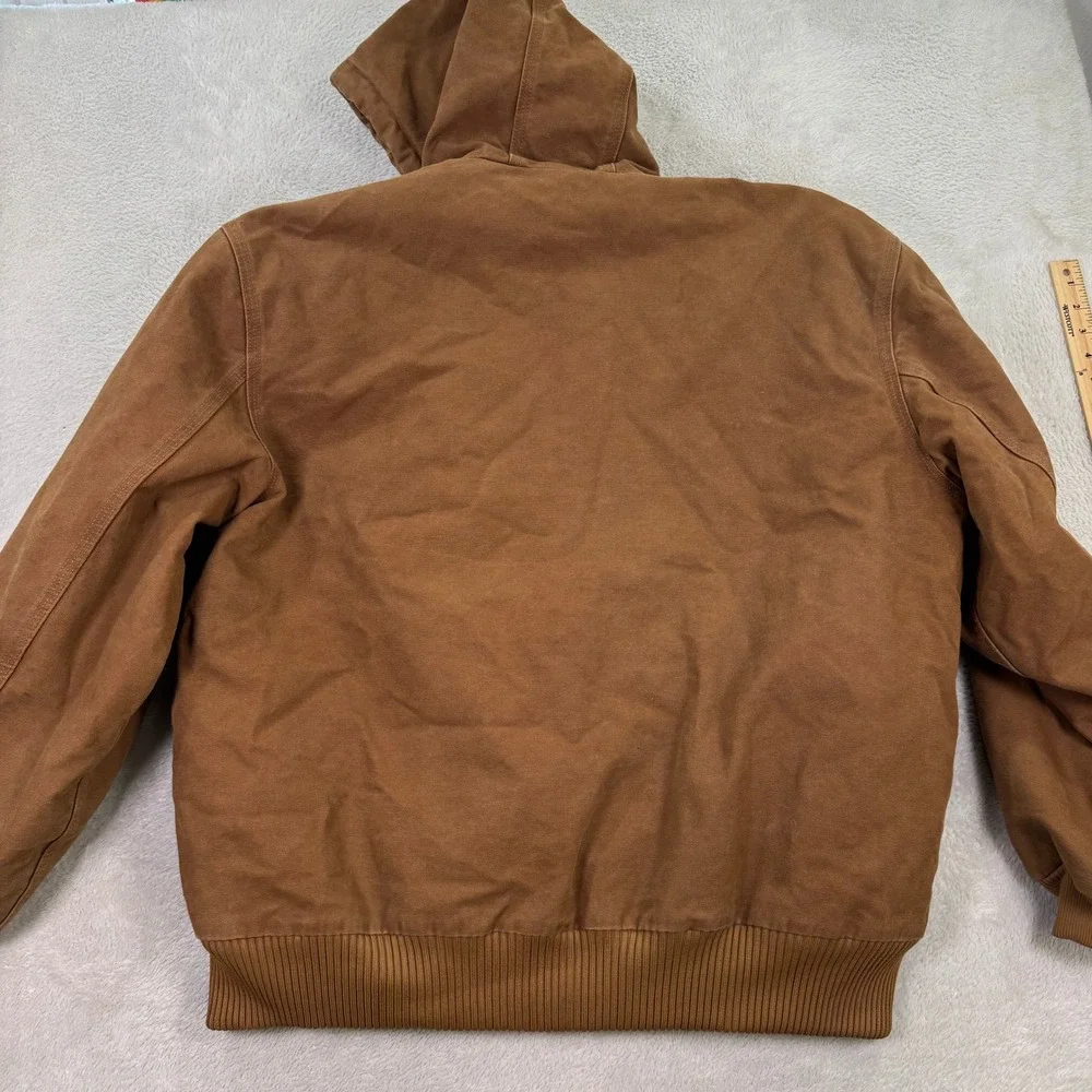 Carhartt Mens XL Reg J130 BRN J01 Duck Quilted Flannel Lined Hooded Work Jacket